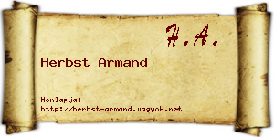 Herbst Armand névjegykártya